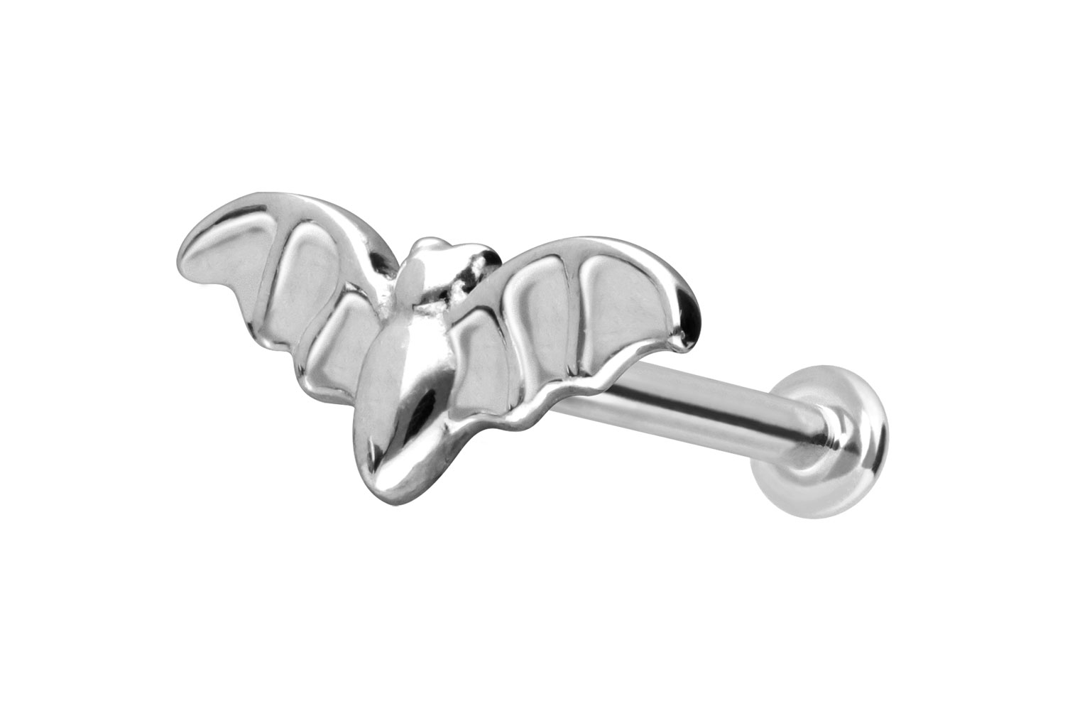 14 Karat Gold Labret Piercing mit Push Fit FLEDERMAUS